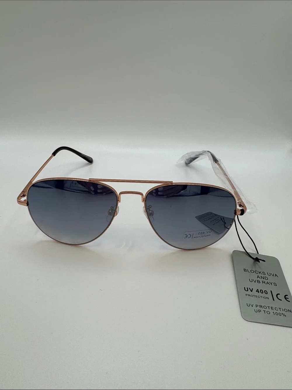 Bershka Rose Gold Frame Sunglasses with Gradient Blue Lenses